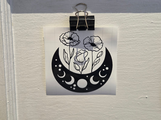 Vinyl Decal Moon & Flowers - Poppy Moon