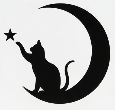 Cat and Moon Vinyl Decal