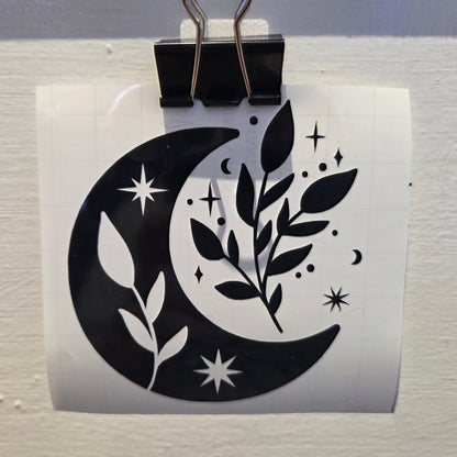 Vinyl Decal Moon & Flowers - Floral Moon