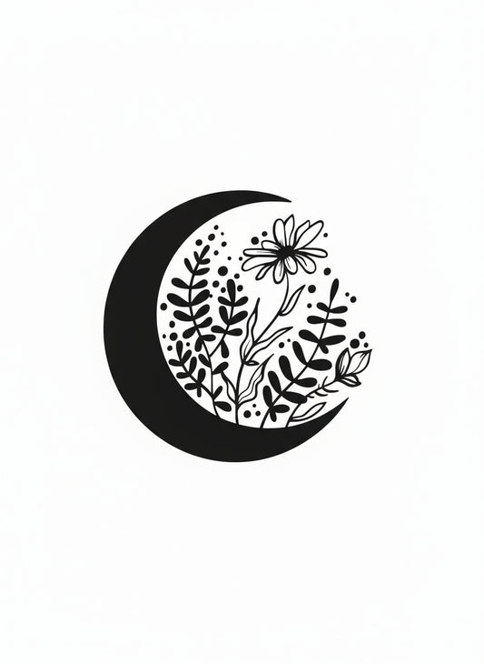 Vinyl Decal Moon & Flowers - Daisy Moon