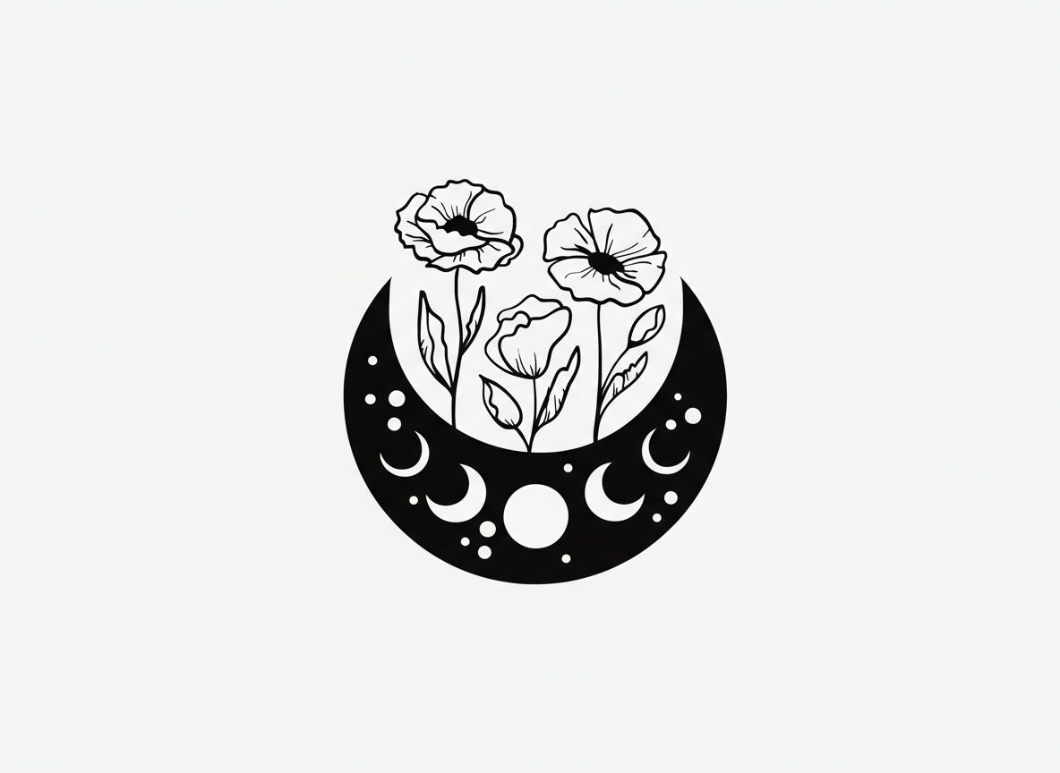 Vinyl Decal Moon & Flowers - Poppy Moon