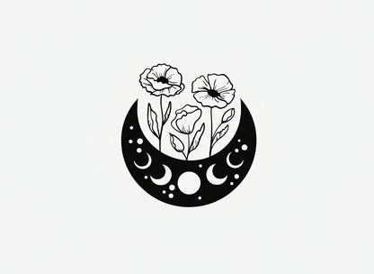 Vinyl Decal Moon & Flowers - Poppy Moon