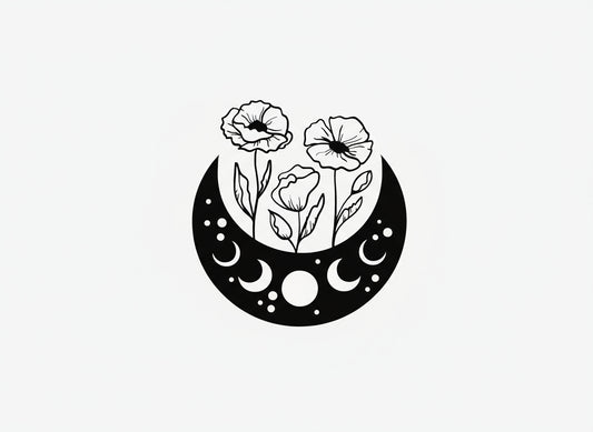 Vinyl Decal Moon & Flowers - Poppy Moon