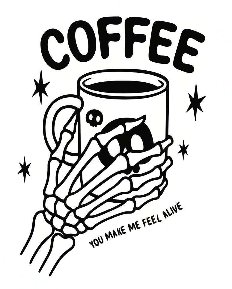 Spooky Coffee Vinyl Decal - Skeleton Coffee