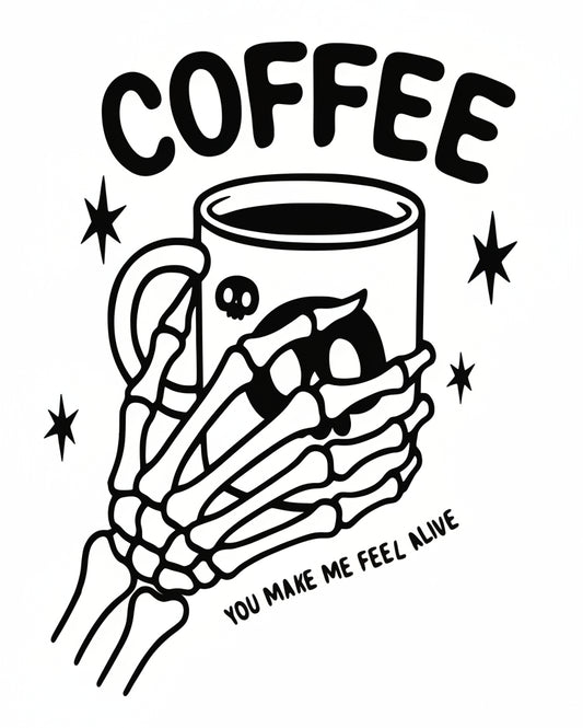 Spooky Coffee Vinyl Decal - Skeleton Coffee