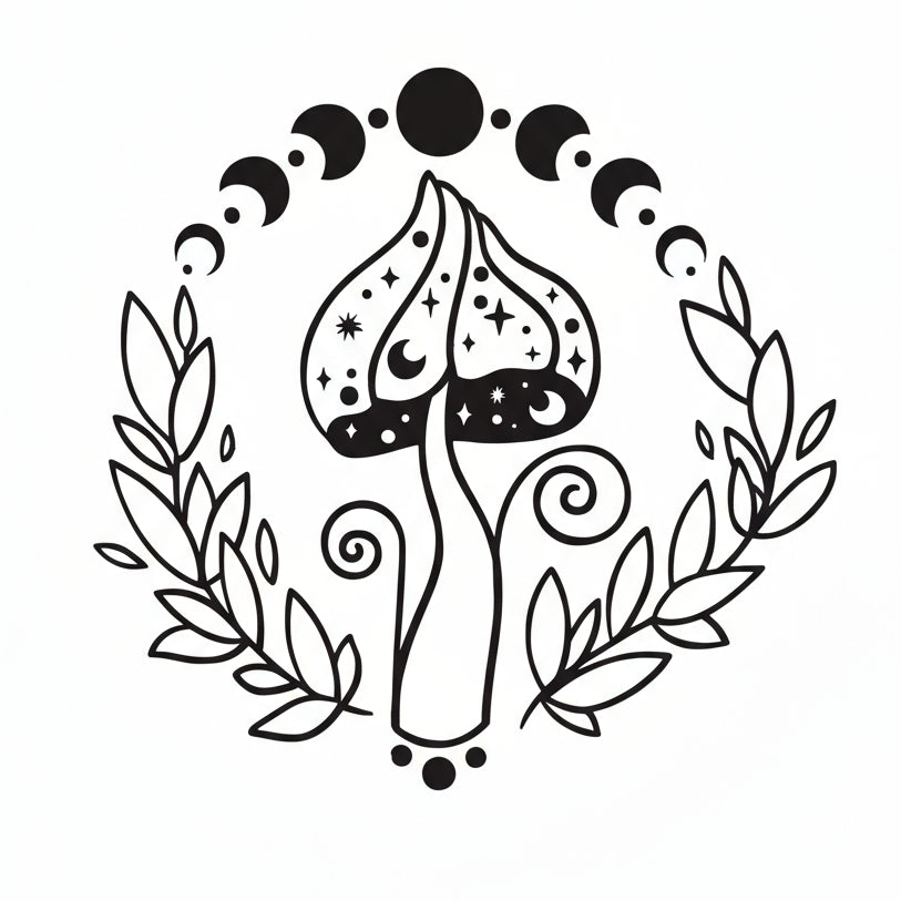 Vinyl Decal Mushroom Moon Phases