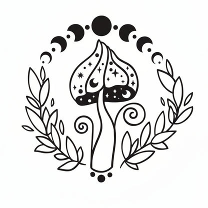 Vinyl Decal Mushroom Moon Phases