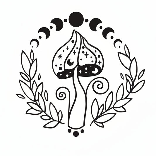 Vinyl Decal Mushroom Moon Phases