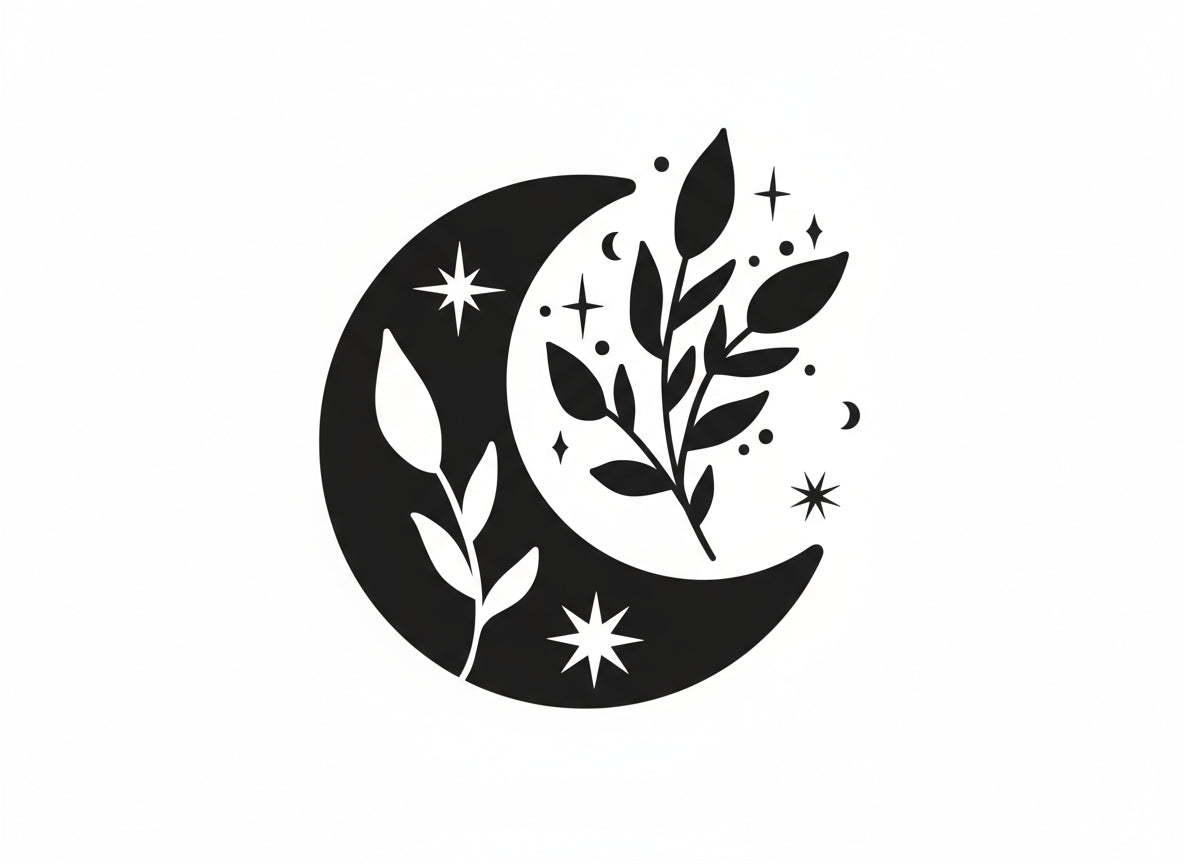 Vinyl Decal Moon & Flowers - Floral Moon