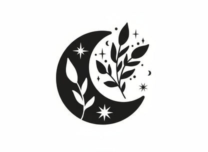 Vinyl Decal Moon & Flowers - Floral Moon