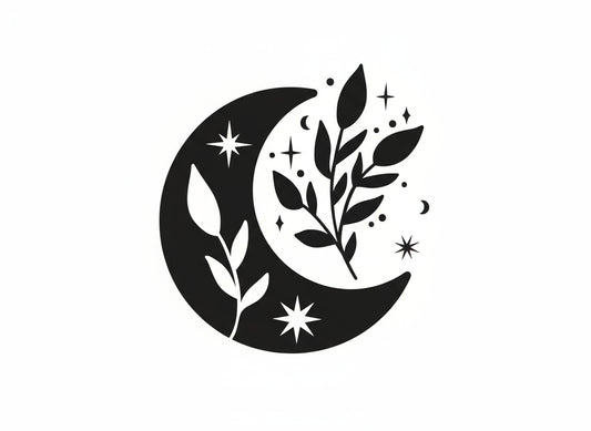 Vinyl Decal Moon & Flowers - Floral Moon