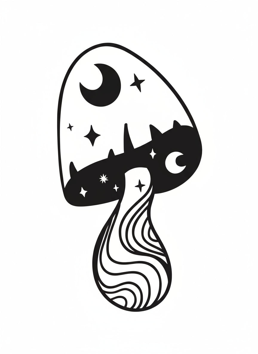 Vinyl Decal Mushroom Moon