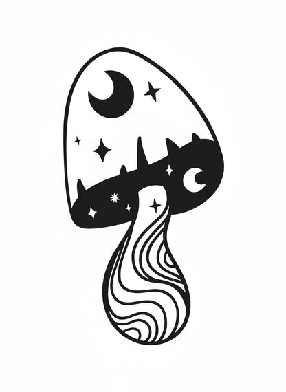 Vinyl Decal Mushroom Moon
