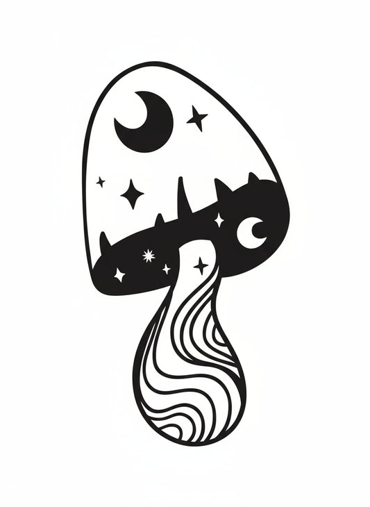 Vinyl Decal Mushroom Moon