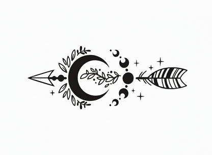 Vinyl Boho Arrow Decal - Arrow & Moon