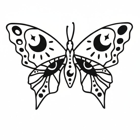 Moth Vinyl Decal - Moth & Moon