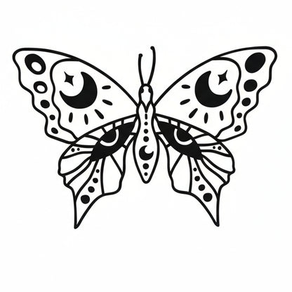 Moth Vinyl Decal - Moth & Moon