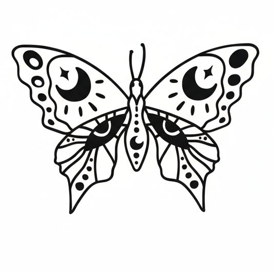 Moth Vinyl Decal - Moth & Moon